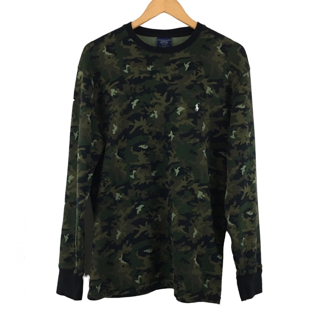 Polo Ralph Lauren Camo Crew Neck Pullover Long Sleeve Thermal Size XL